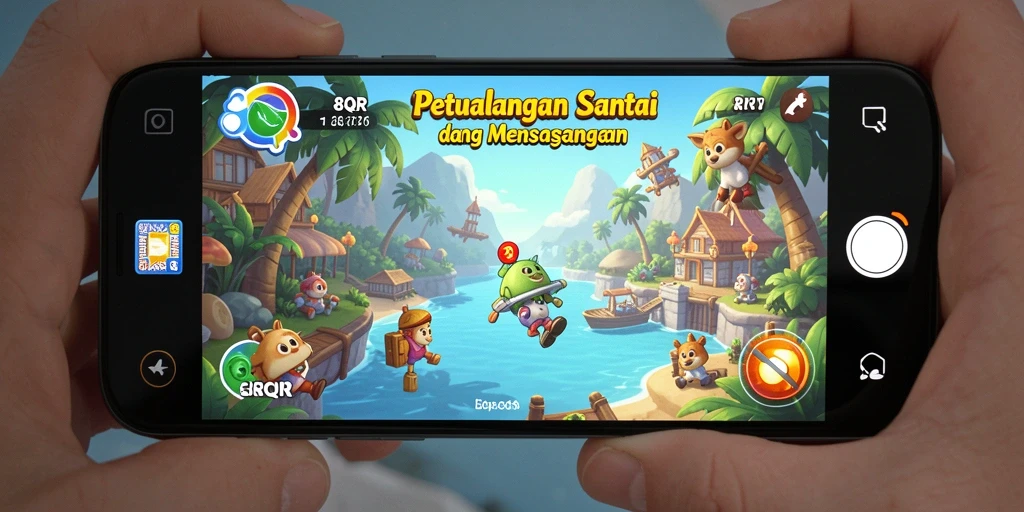 Tampilan gameplay 8QR yang menyenangkan dan penuh warna.