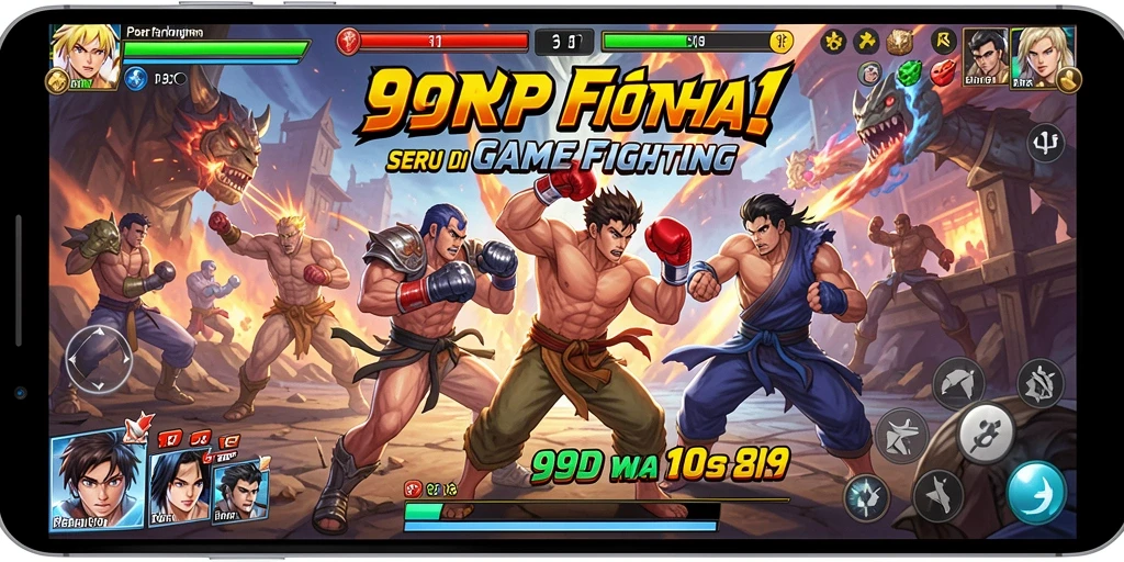 Screenshot utama 99RP menampilkan aksi pertarungan yang mendebarkan.