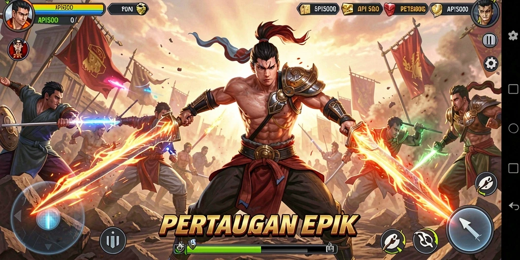 Tangkapan layar API5000 menampilkan pertarungan aksi yang menegangkan.
