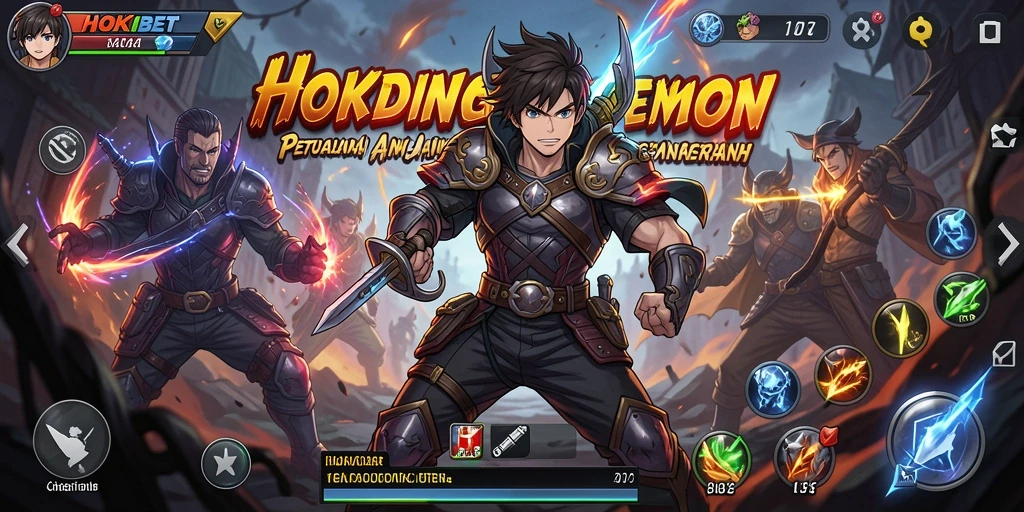 Tangkapan layar gameplay HOKIBET dengan karakter anime yang dinamis.