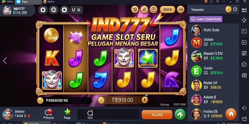 Tampilan gameplay slot IND777 dengan grafis menarik dan fitur bonus.