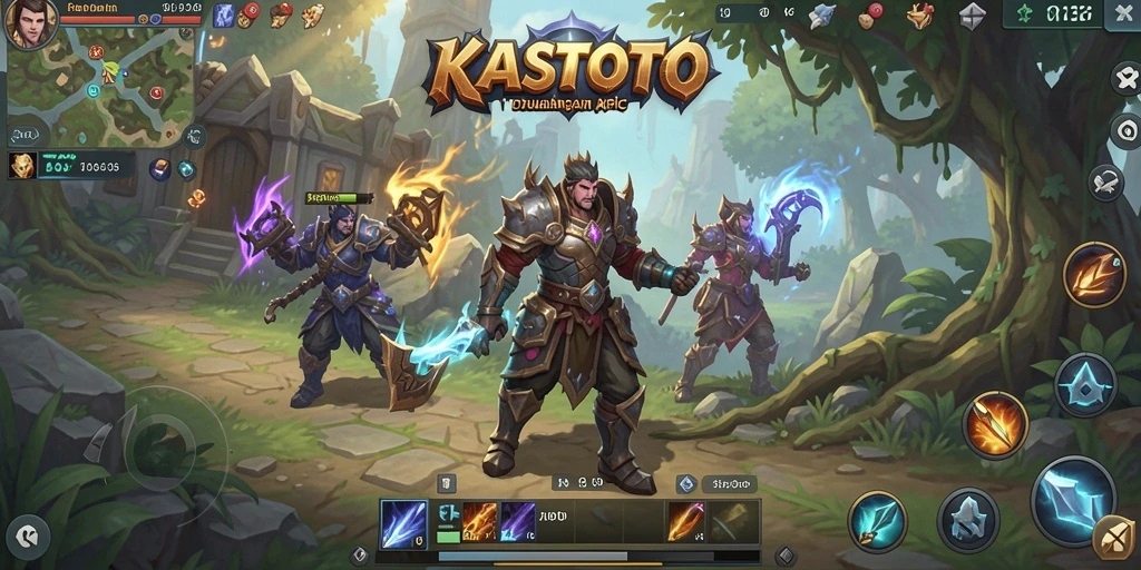 Screenshot gameplay KASTOTO menampilkan aksi pertempuran yang mendebarkan.