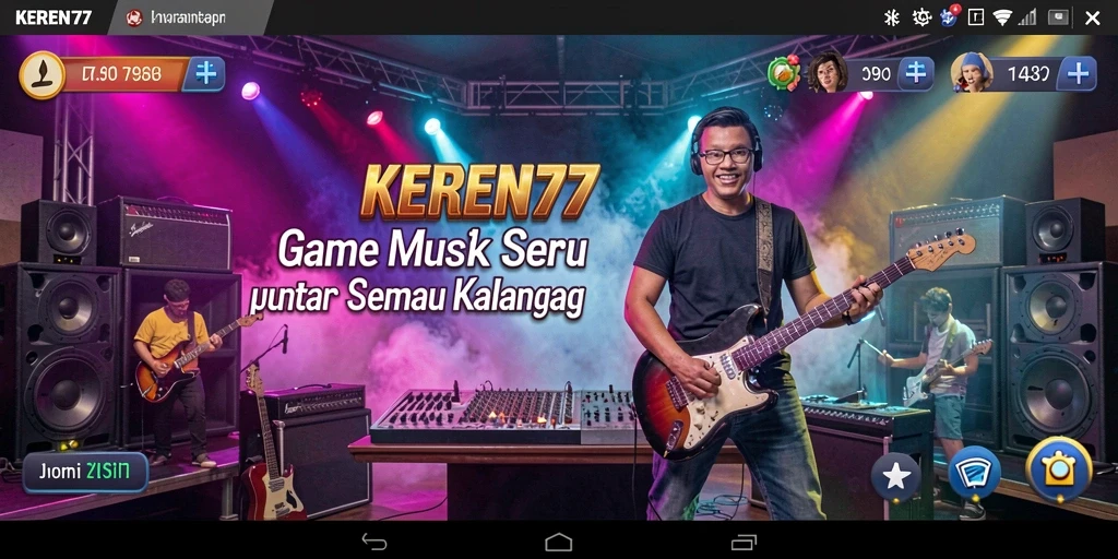 Tampilan gameplay KEREN77 menampilkan pemain menikmati permainan musik yang seru.