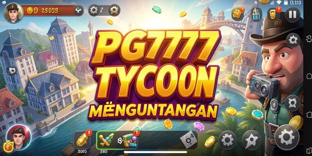 Screenshot PG777 menampilkan pemain mengelola bisnis dengan antusiasme.