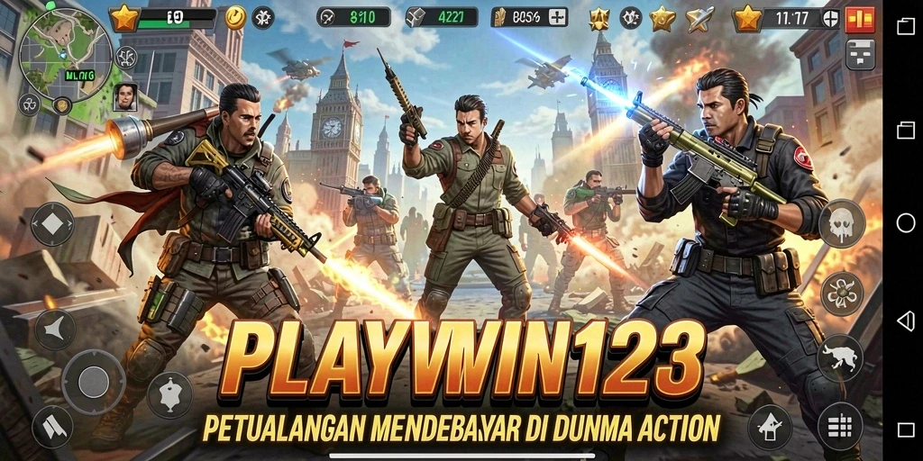 Screenshot utama PLAYWIN123 menunjukkan momen menegangkan dalam gameplay Action.