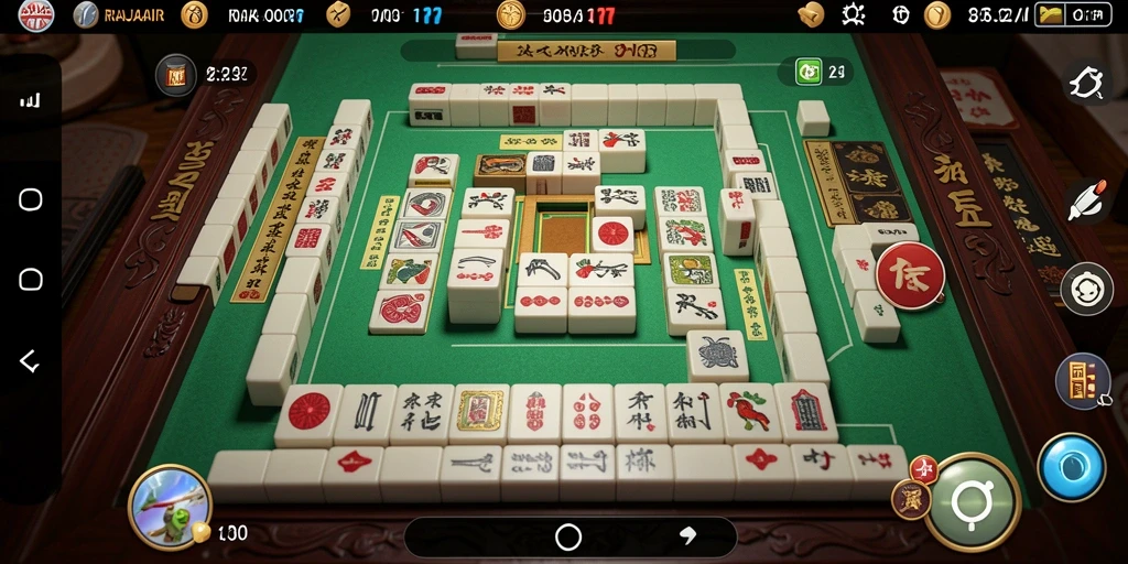 Tampilan gameplay seru dengan ubin Mahjong berwarna-warni.
