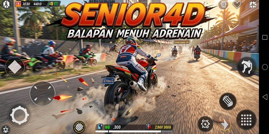 Tampilan gameplay balapan motor yang seru dan menegangkan.
