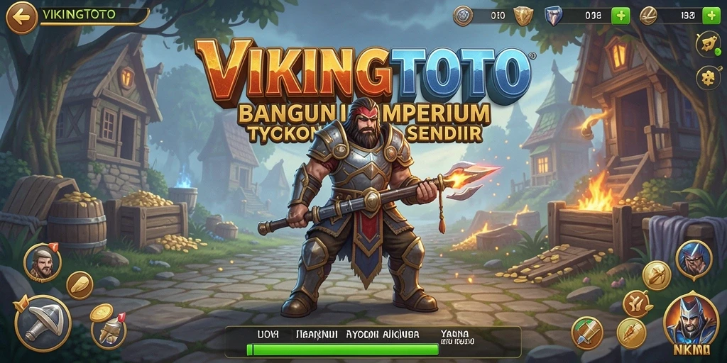 Tampilan gameplay VIKINGTOTO dengan aksi membangun kerajaan Viking.